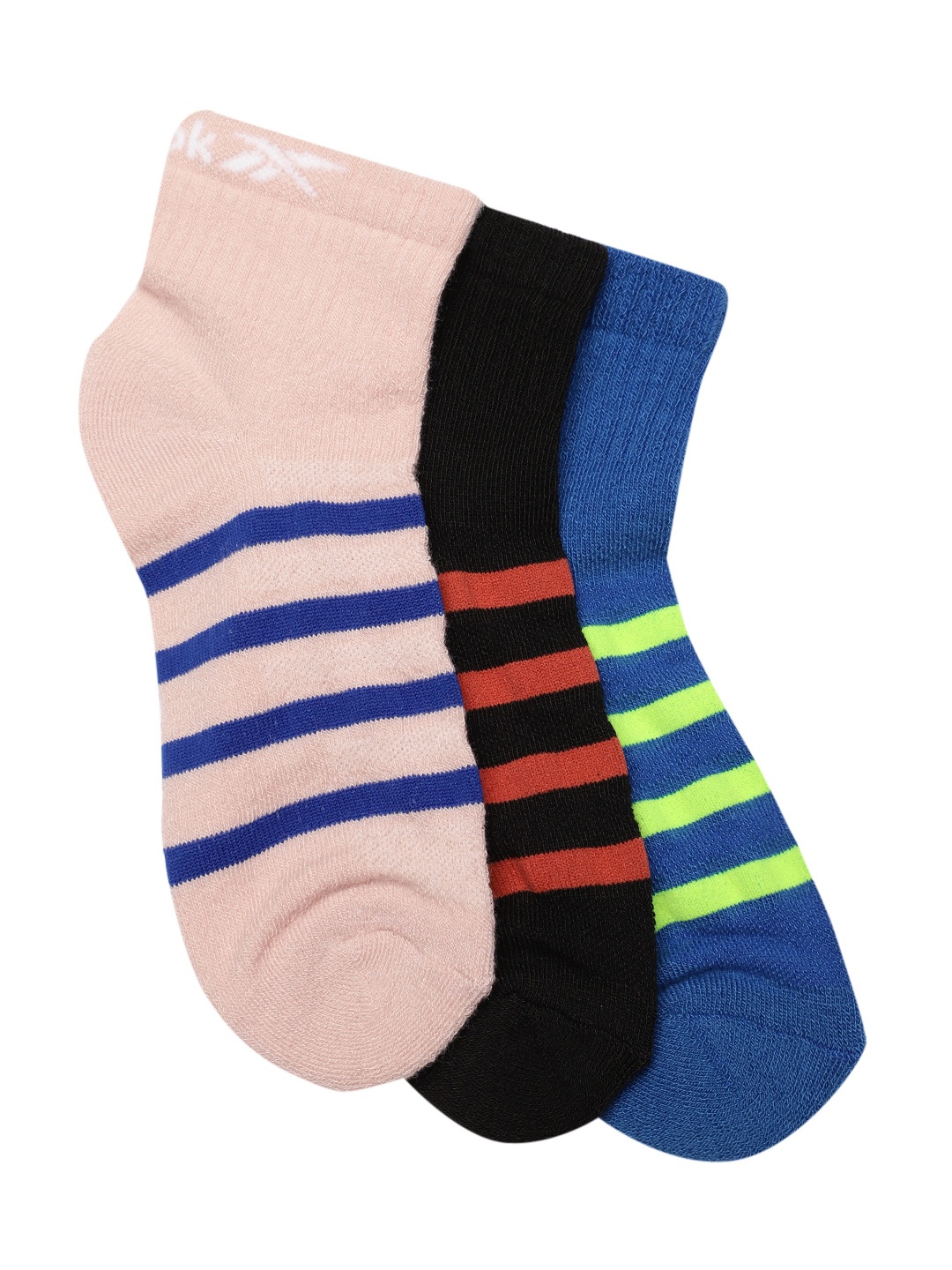 

Reebok Unisex Pack Of 3 Striped Tr Midcut Ankle Length Socks, Pink