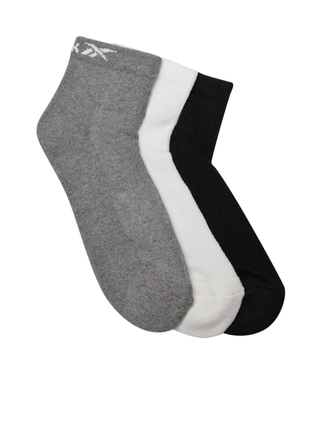 

Reebok Unisex Pack of 3 Printed Ankle-Length Rbk core Socks, Grey