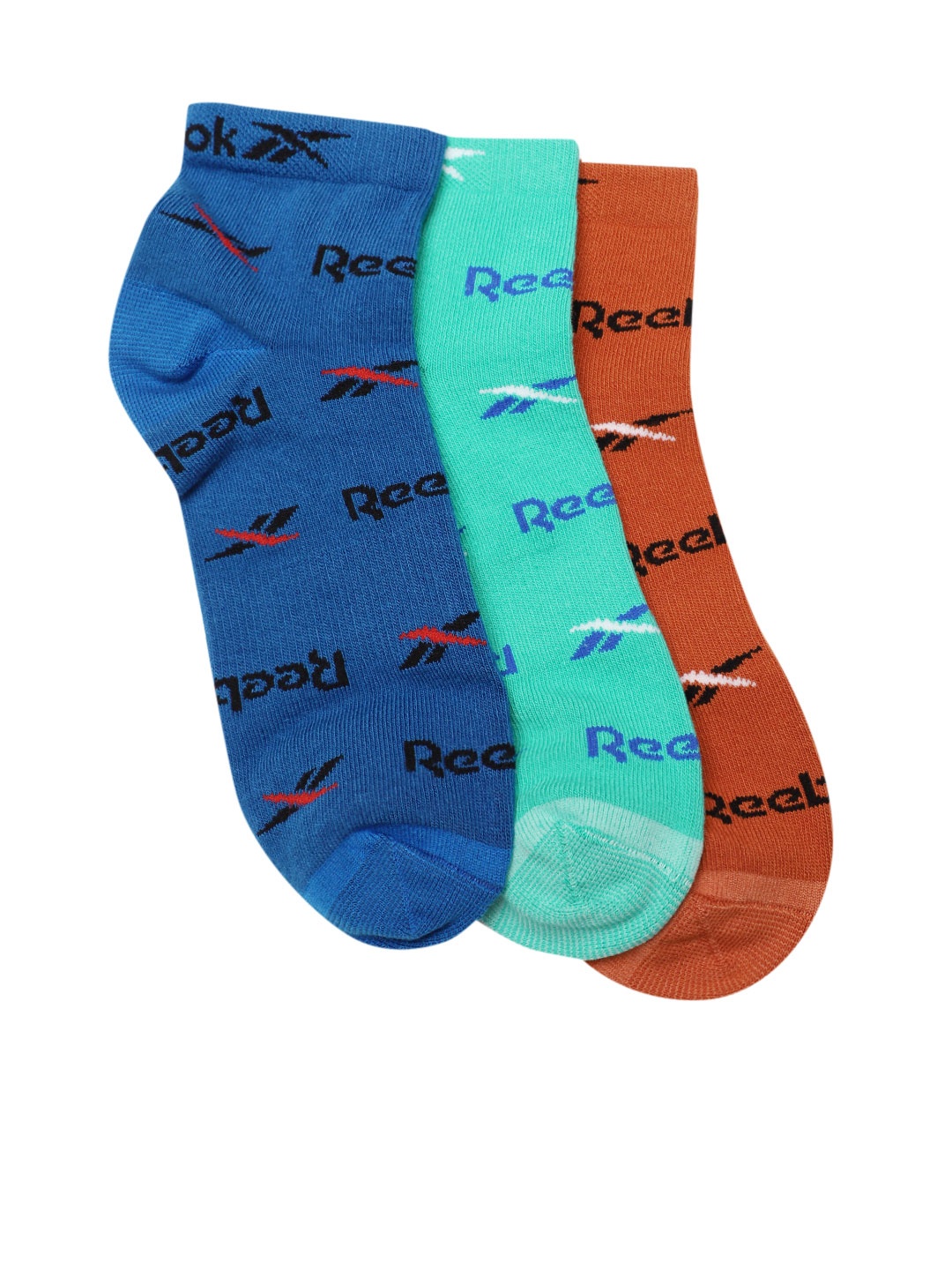 

Reebok Unisex Pack of 3 Brand Logo Patterned Ankle-Length LS Vector Socks, Blue
