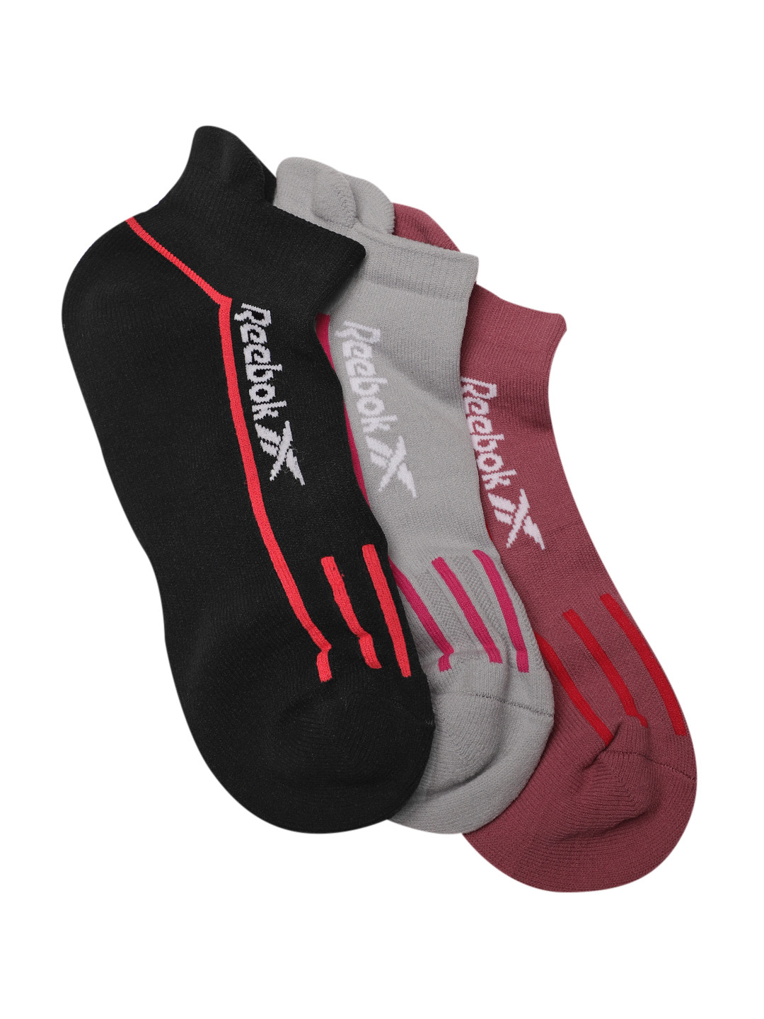 

Reebok Unisex Pack Of 3 Brand Logo Patterned Rbk Pull-up Lowcut Ankle Length Socks, Black
