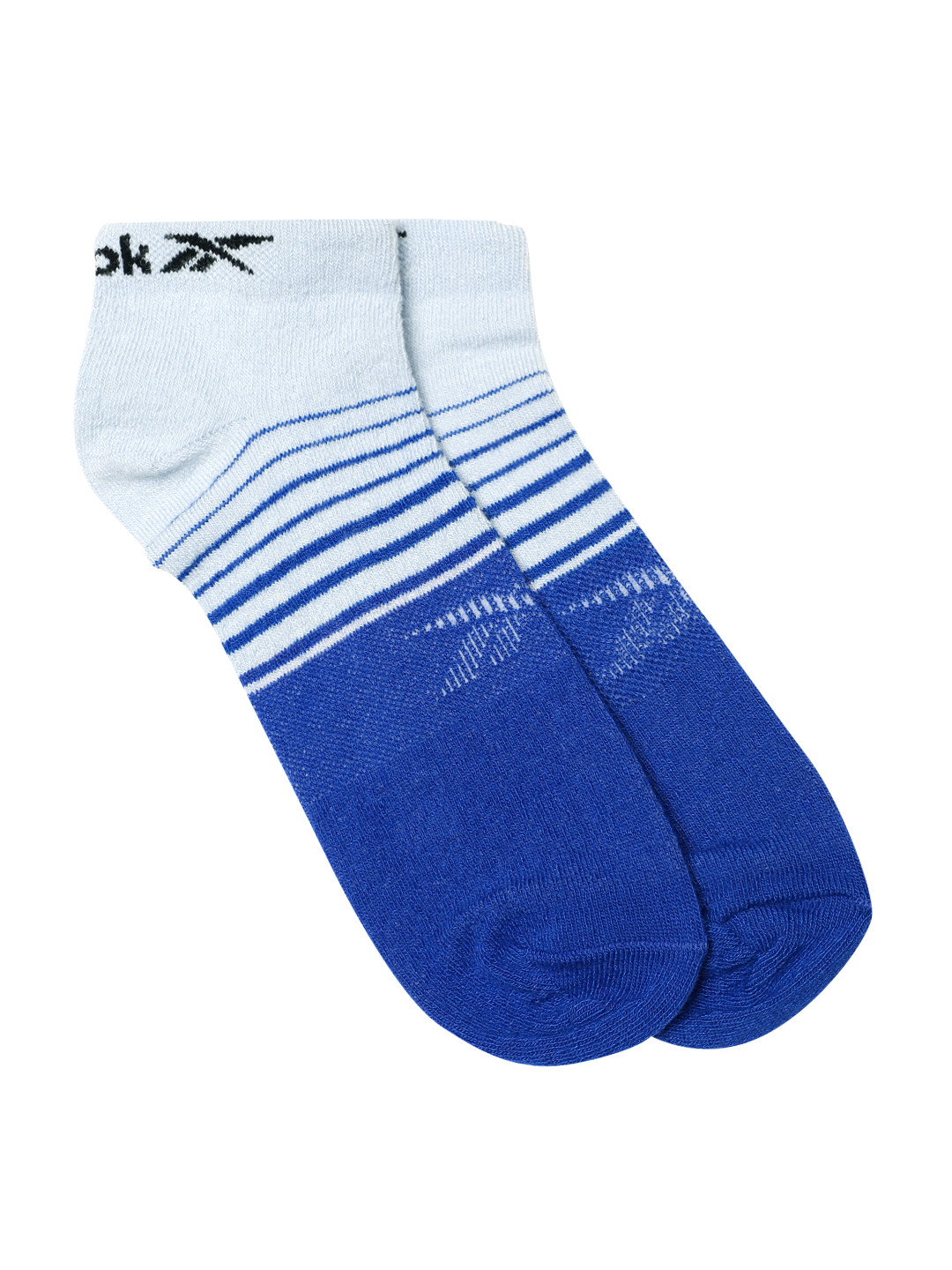 

Reebok Unisex Colourblocked & Striped Ankle-Length Quick Dry Run Socks, Blue