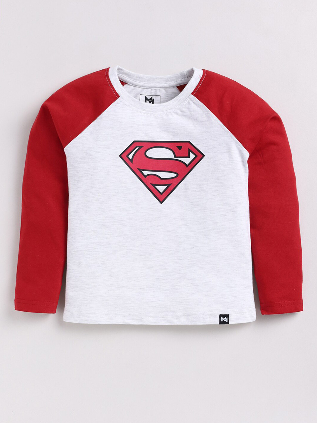 

Minute Mirth Boys Superman Drop Shoulder Sleeves Cotton T-shirt, Grey