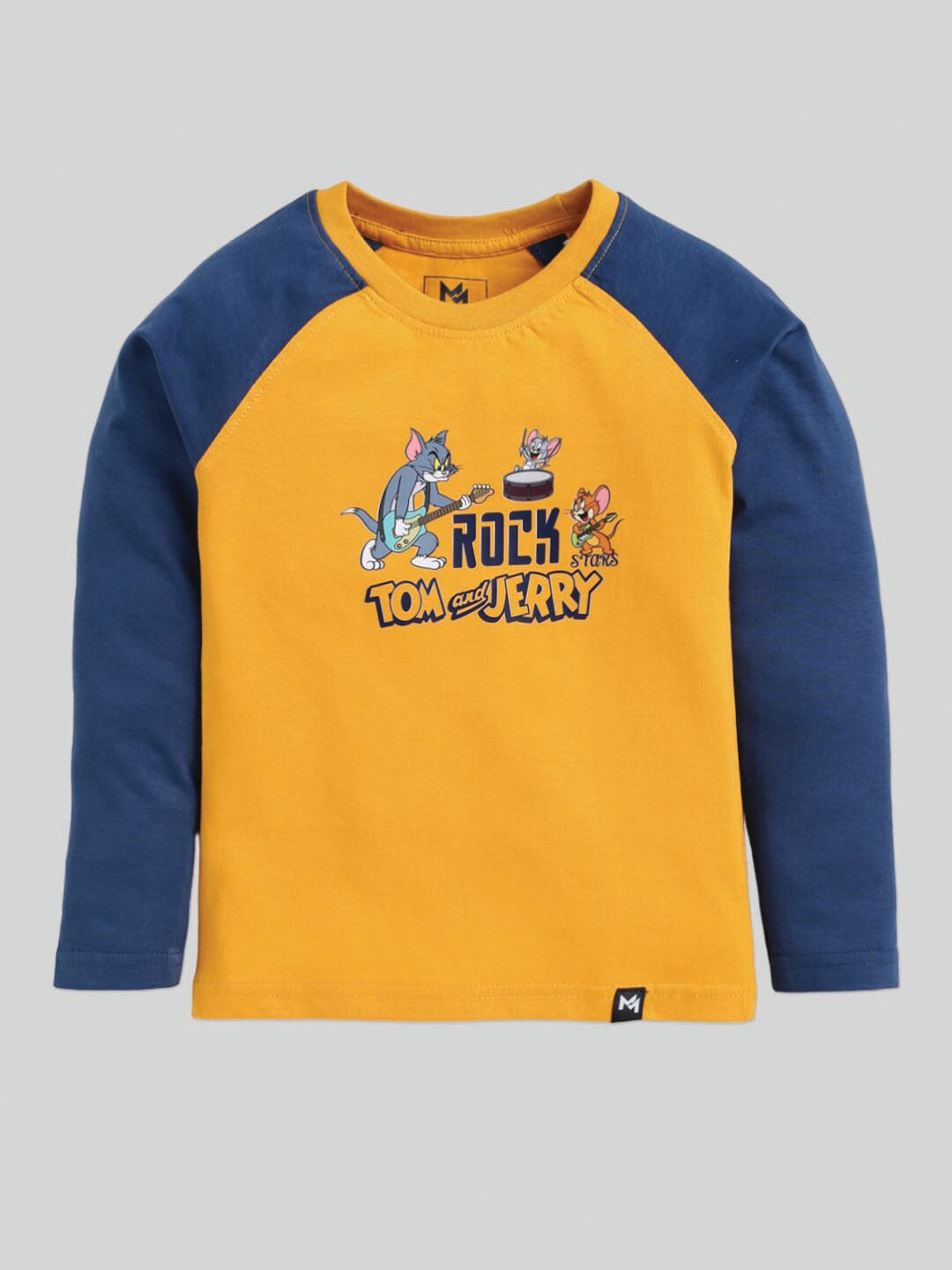 

Minute Mirth Boys Round Neck Yellow Colourblocked Cotton T-shirt, Mustard
