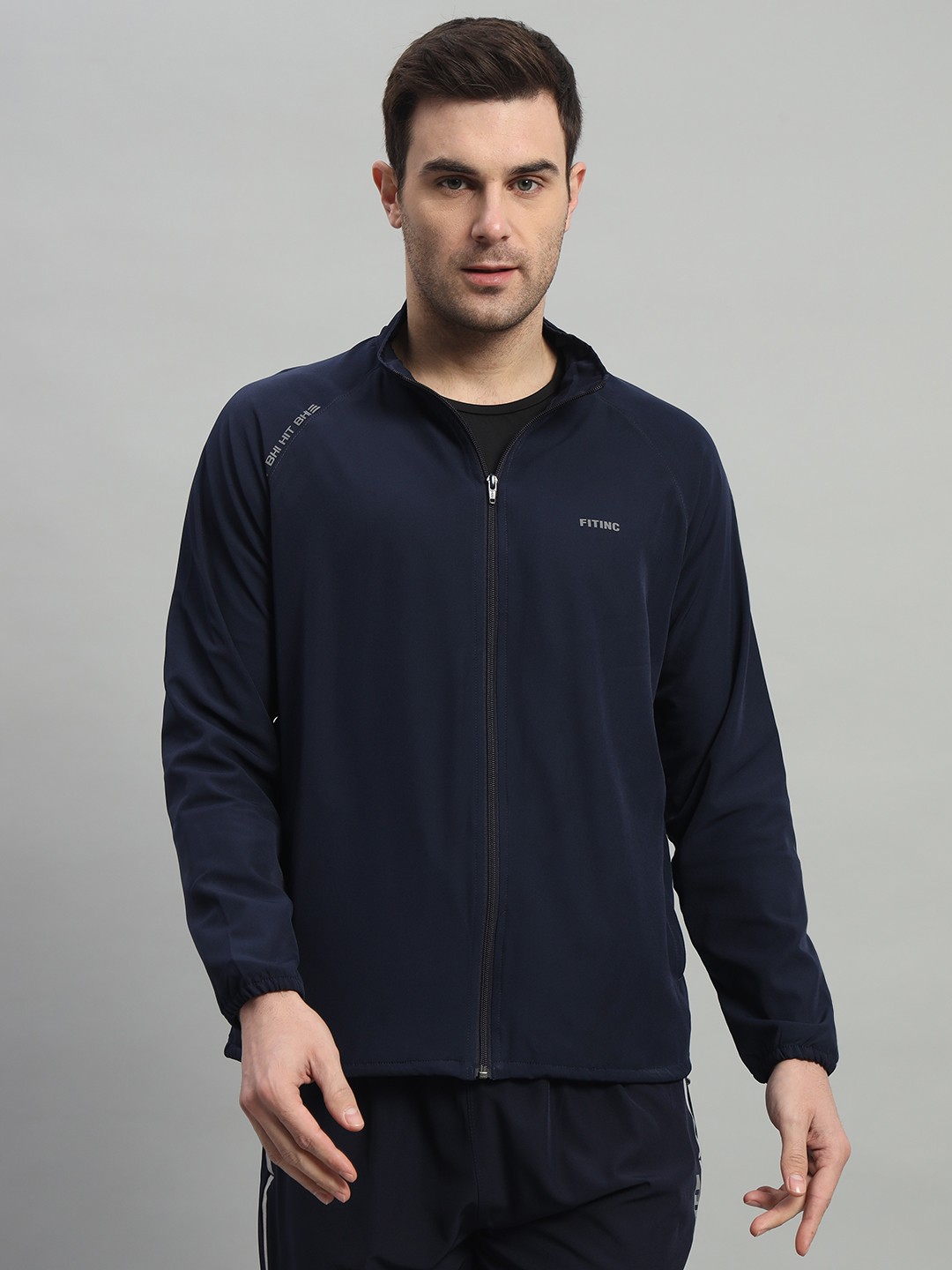 

FITINC Mock Collar Lightweight Training Sporty Jacket, Navy blue