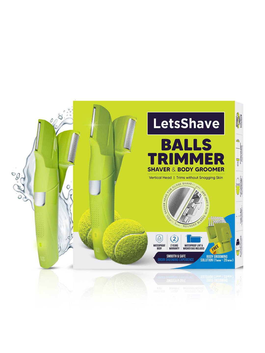 

LetsShave Men International Balls Trimmer Shaver & Body Groomer, Green