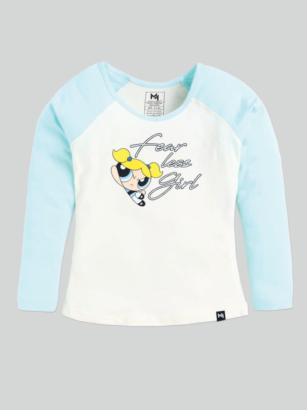 

Minute Mirth Girls Powerpuff Girls Printed Cotton Top, Blue