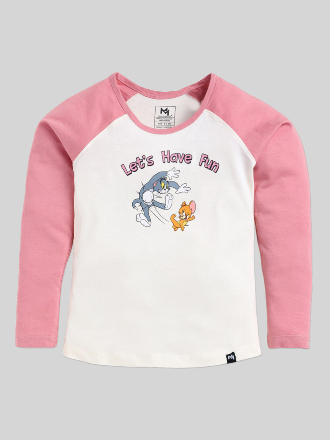

Minute Mirth Kids-Girls Cotton Round Neck Opaque Top, Pink