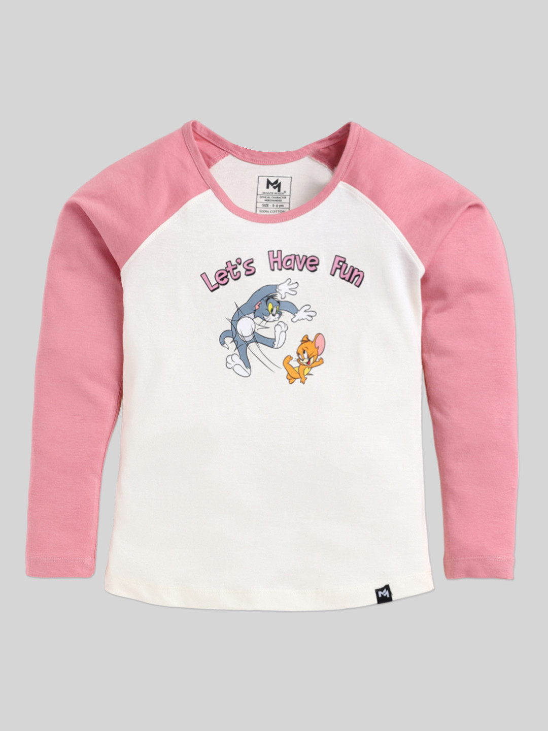 

Minute Mirth Girls Tom & Jerry Printed Cotton Top, Pink