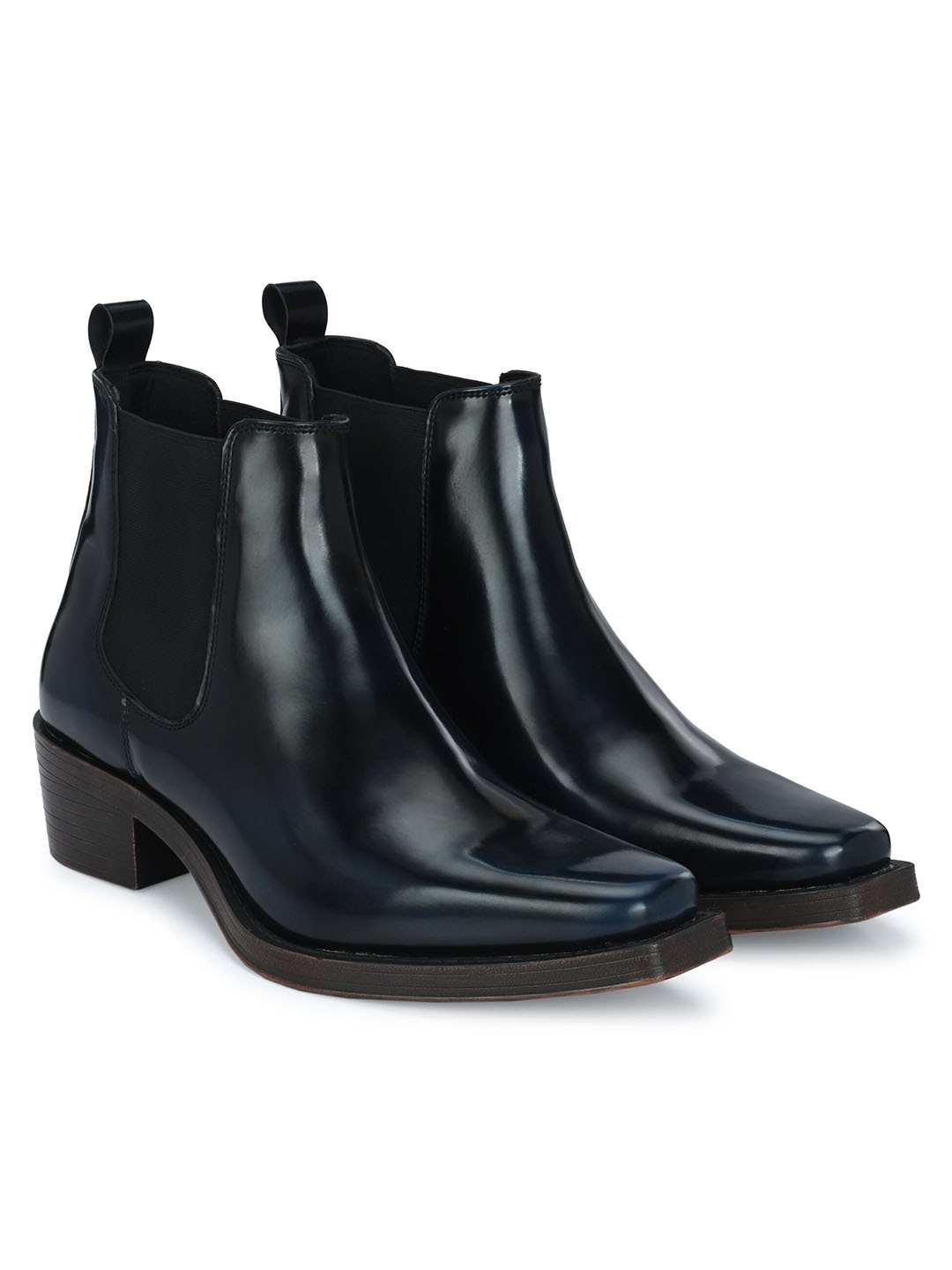 

Delize Men Square Toe Mid Top Chelsea Boots, Black