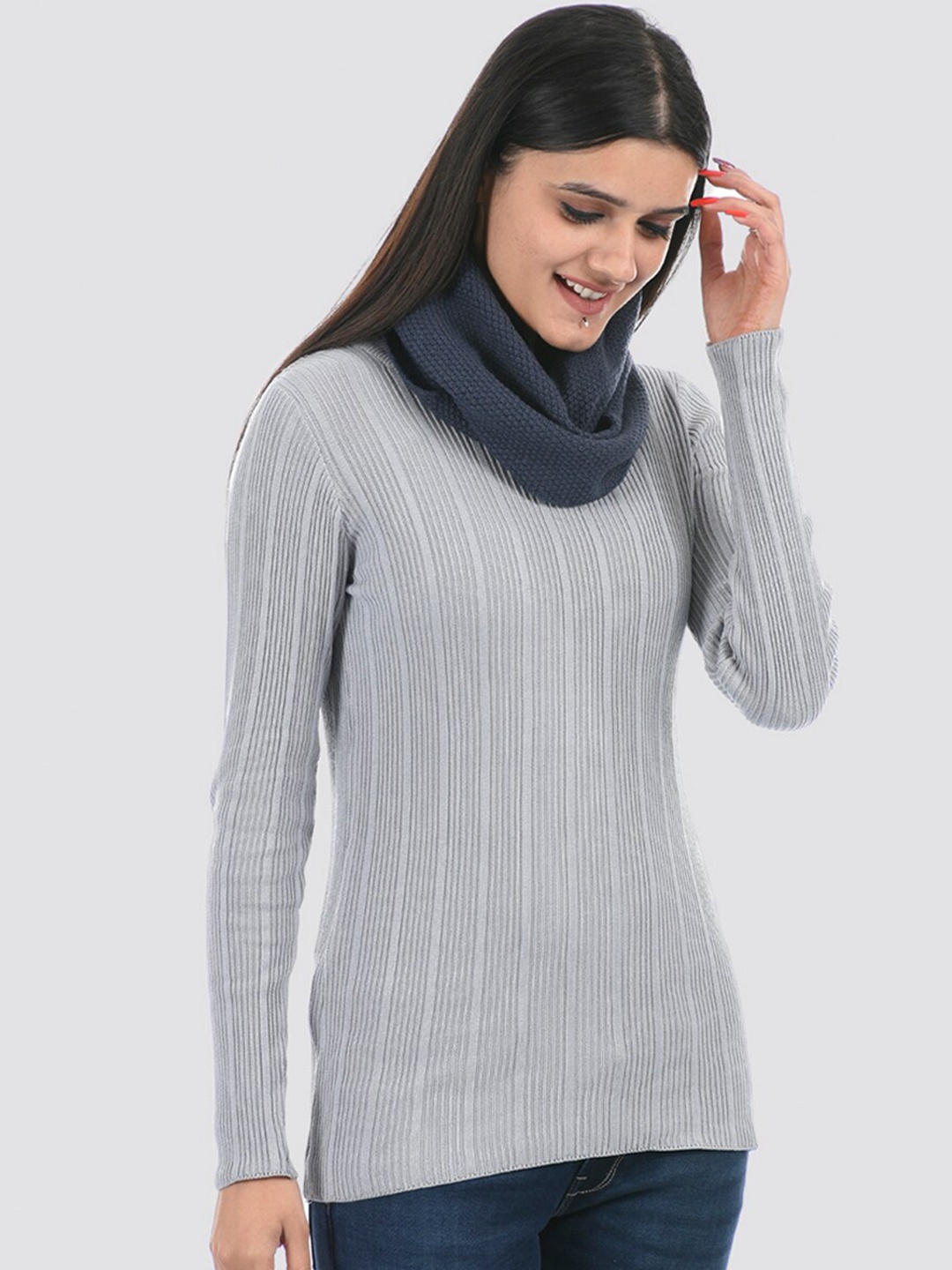 

PORTOBELLO Women Self Design Acrylic Muffler, Grey