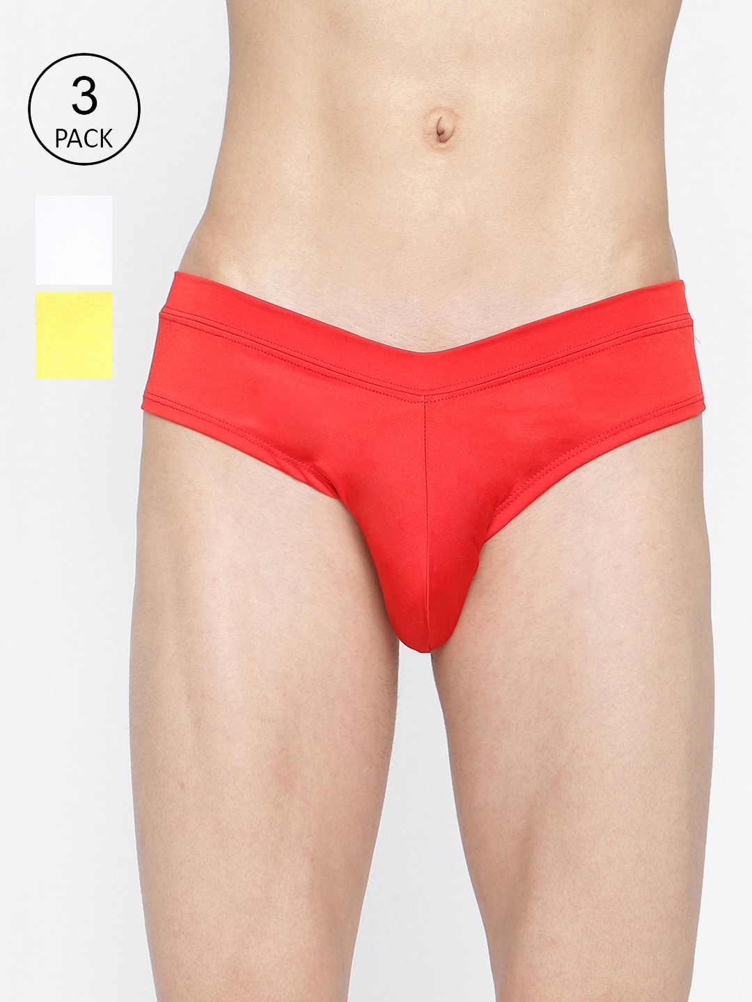 

La Intimo Pack Of 3 Mid-Rise Anti-Microbial Basic Briefs LISS030C, Red