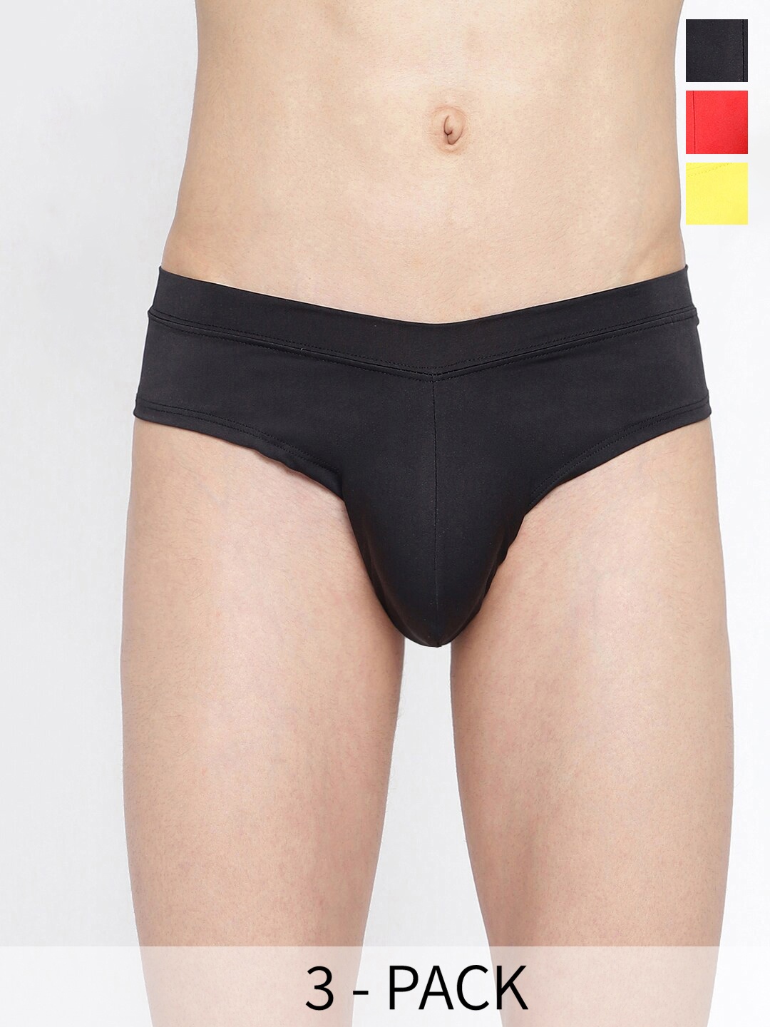 

La Intimo Men Pack Of 3 Mid-Rise Anti-Microbial Basic Briefs LISS030C, Black