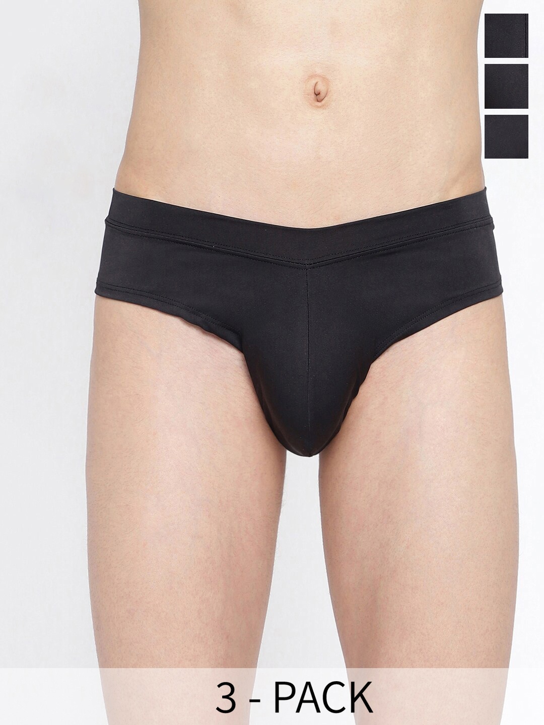 

La Intimo Men Pack Of 3 Mid-Rise Anti-Microbial Basic Briefs LISS030C, Black