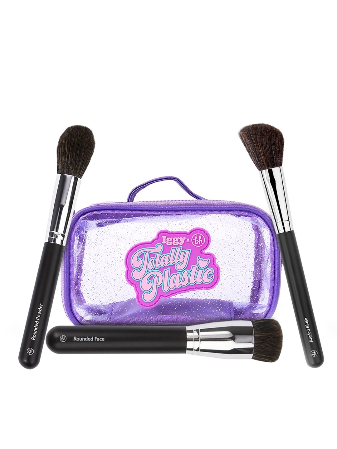 

BH COSMETICS 3 Pcs Flawless Base Essentials Makeup Brush Set With Cosmetic Pouch, Black