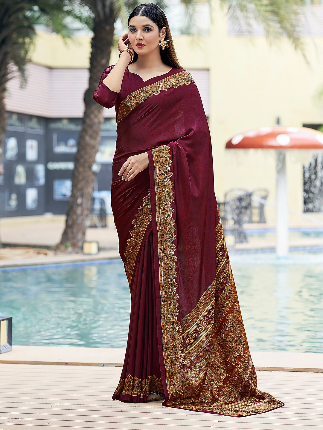 

Mitera Ethnic Motifs Printed Maheshwari Saree, Maroon