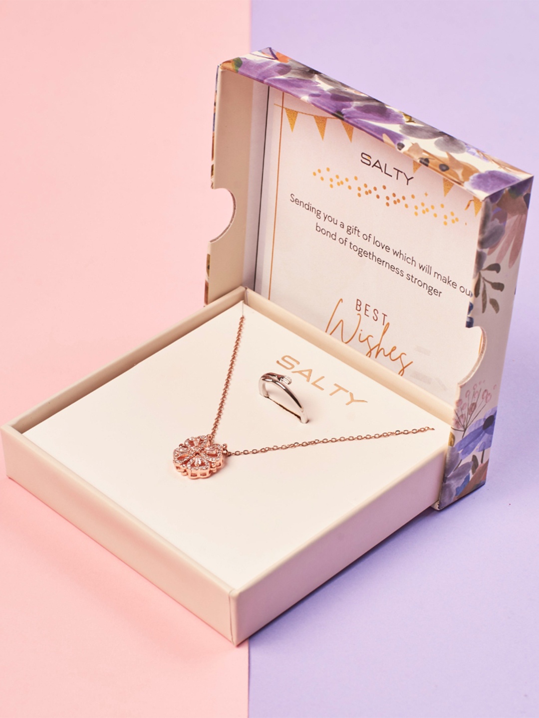 

SALTY Women Anti-Tarnish Love Diwali Gift Box, Rose gold