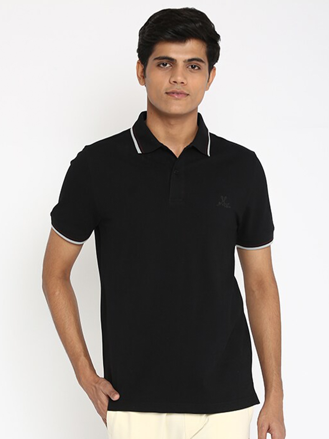 

Muvazo Polo Collar Short Sleeves Cotton T-shirt, Black