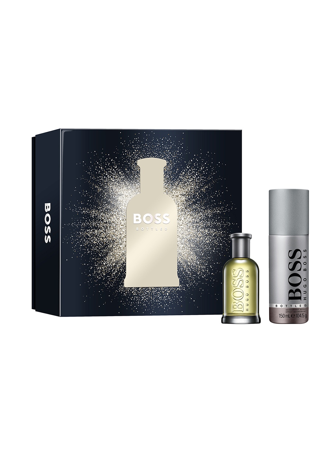 

BOSS Men Hugo Bottled Eau De Toilette 50ml With Deodorant Spray 104.5g, Navy blue