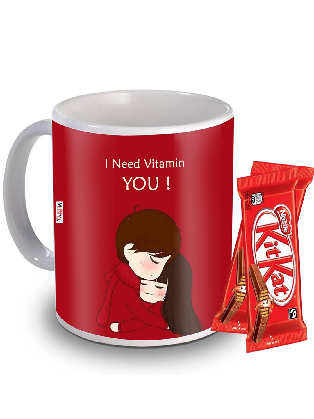 ME & YOU White & Red 3 Pieces Ceramic Printed Valentine Day Home Gift Sets