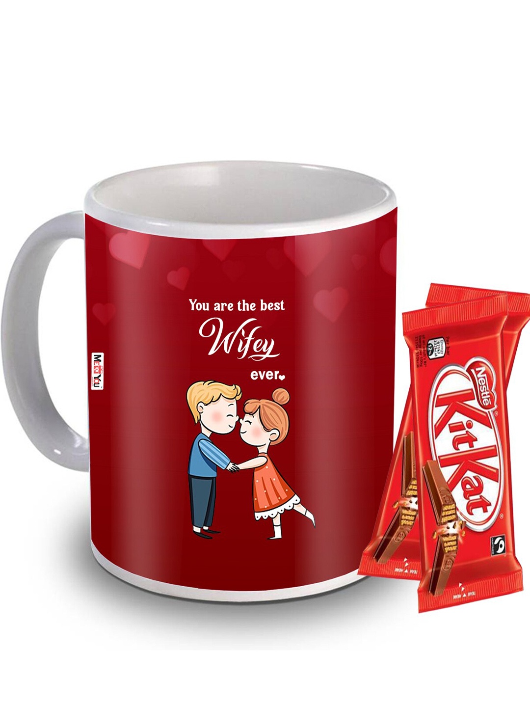 

ME & YOU White & Red 3 Pieces Valentine Day Coffee Mug with Chocolate