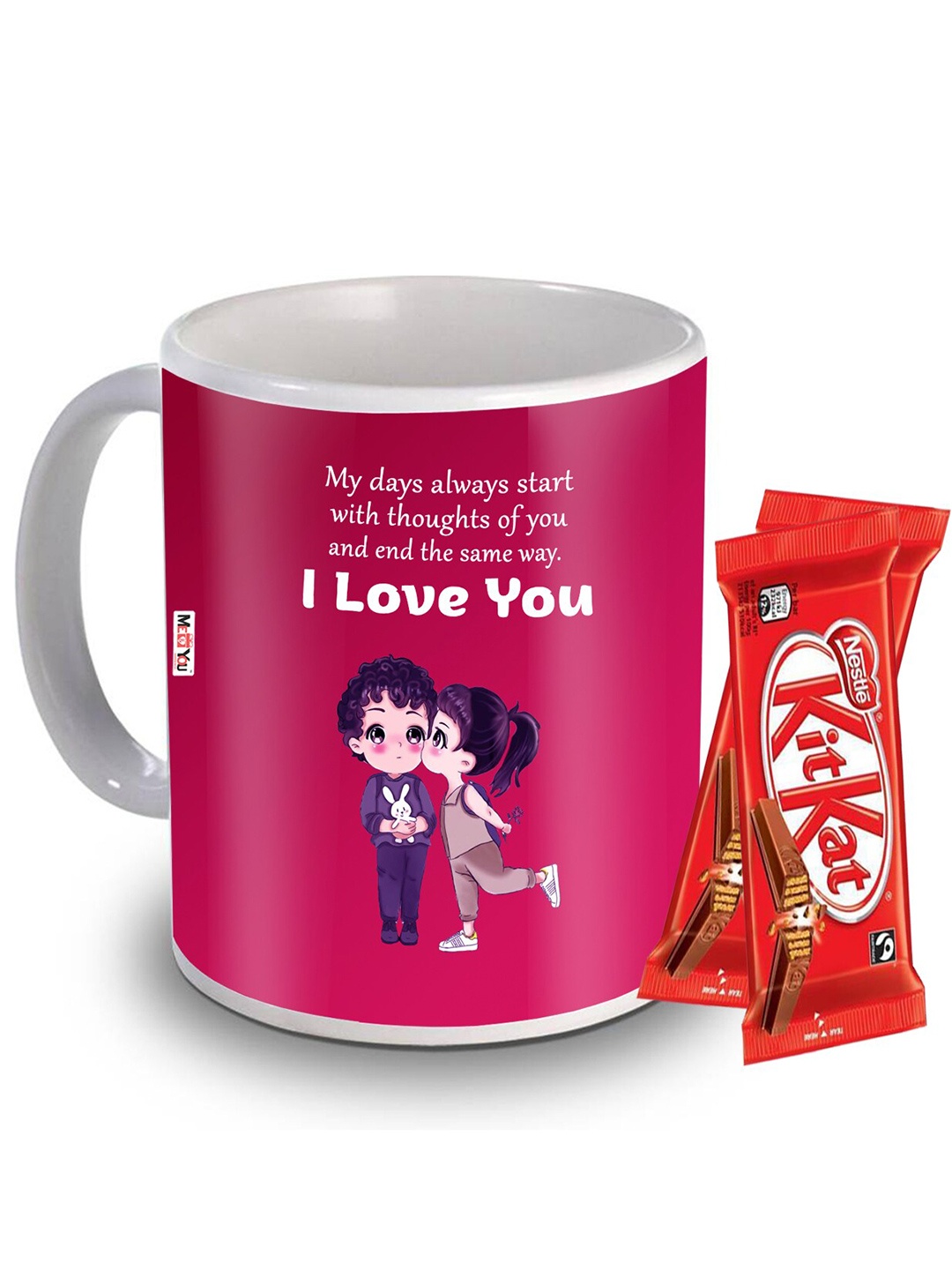 

ME & YOU Red & White Ceramic 1 Coffee Mug with 2 Chocolates Gift Set