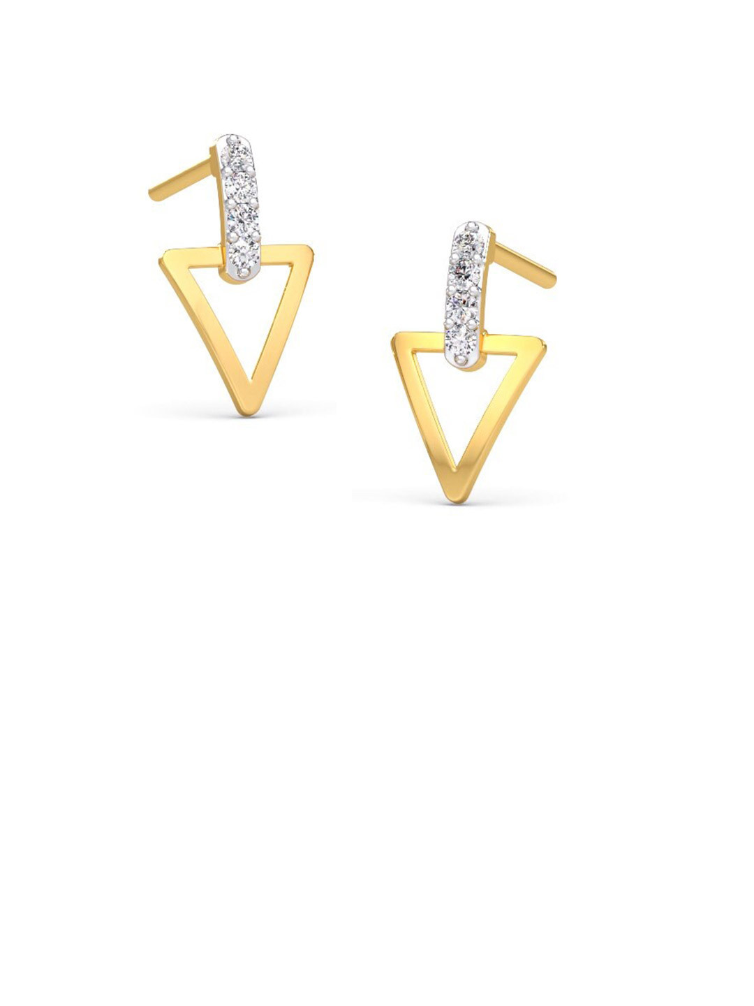 

CANDERE A KALYAN JEWELLERS COMPANY 14KT Gold Diamond Studded Stud Earrings-0.51gm