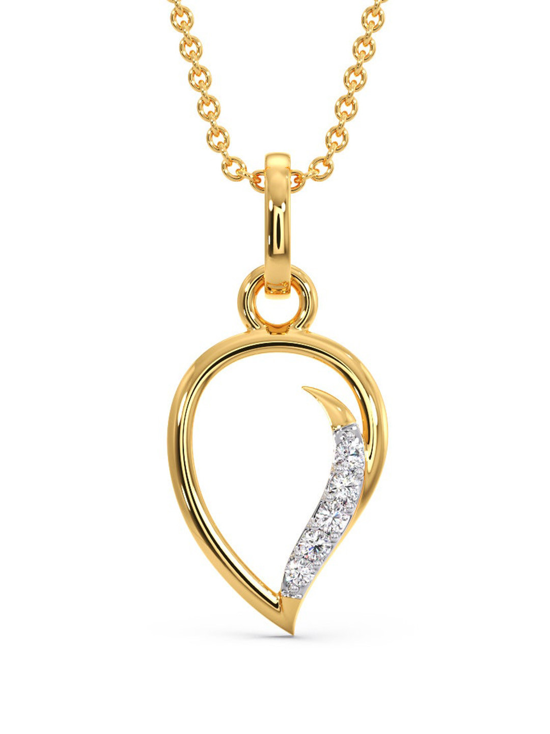 

CANDERE A KALYAN JEWELLERS COMPANY 18KT Yellow Gold Mango Shaped Pendant Diamond