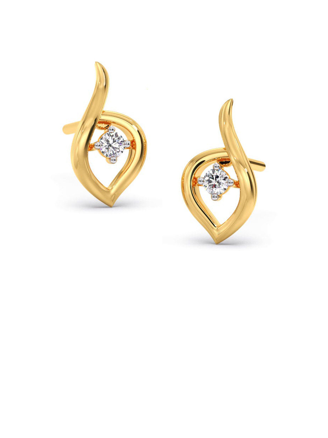 

CANDERE A KALYAN JEWELLERS COMPANY 14KT Gold Diamond Studded Stud Earrings-0.44gm