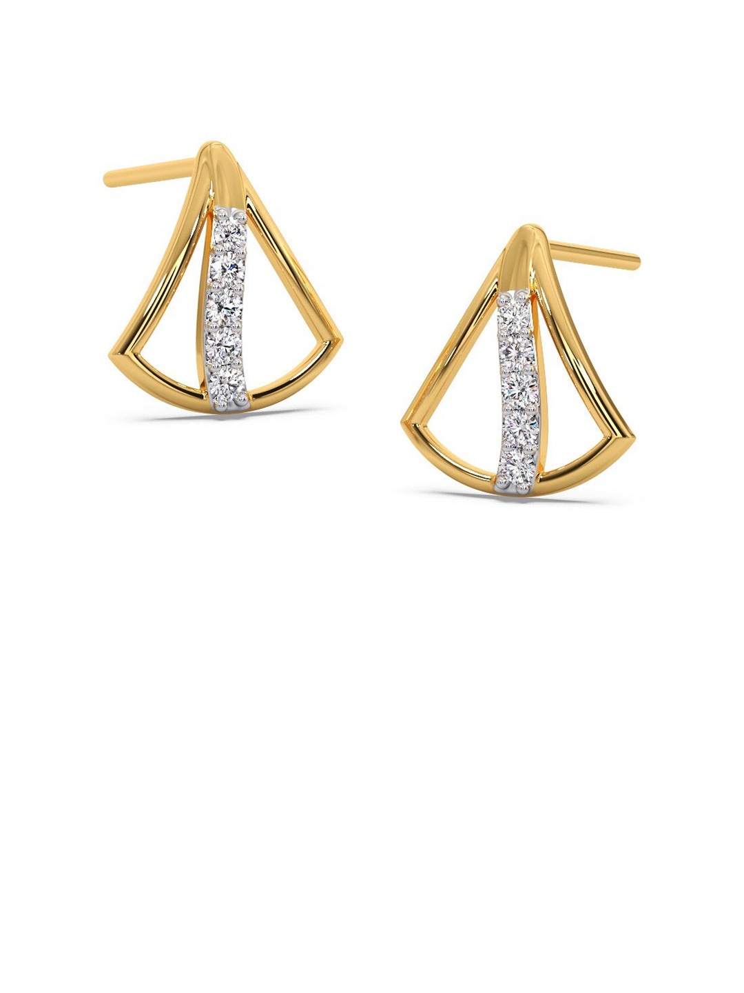 

CANDERE A KALYAN JEWELLERS COMPANY 18KT Gold Diamond Studded Stud Earrings-0.71gm