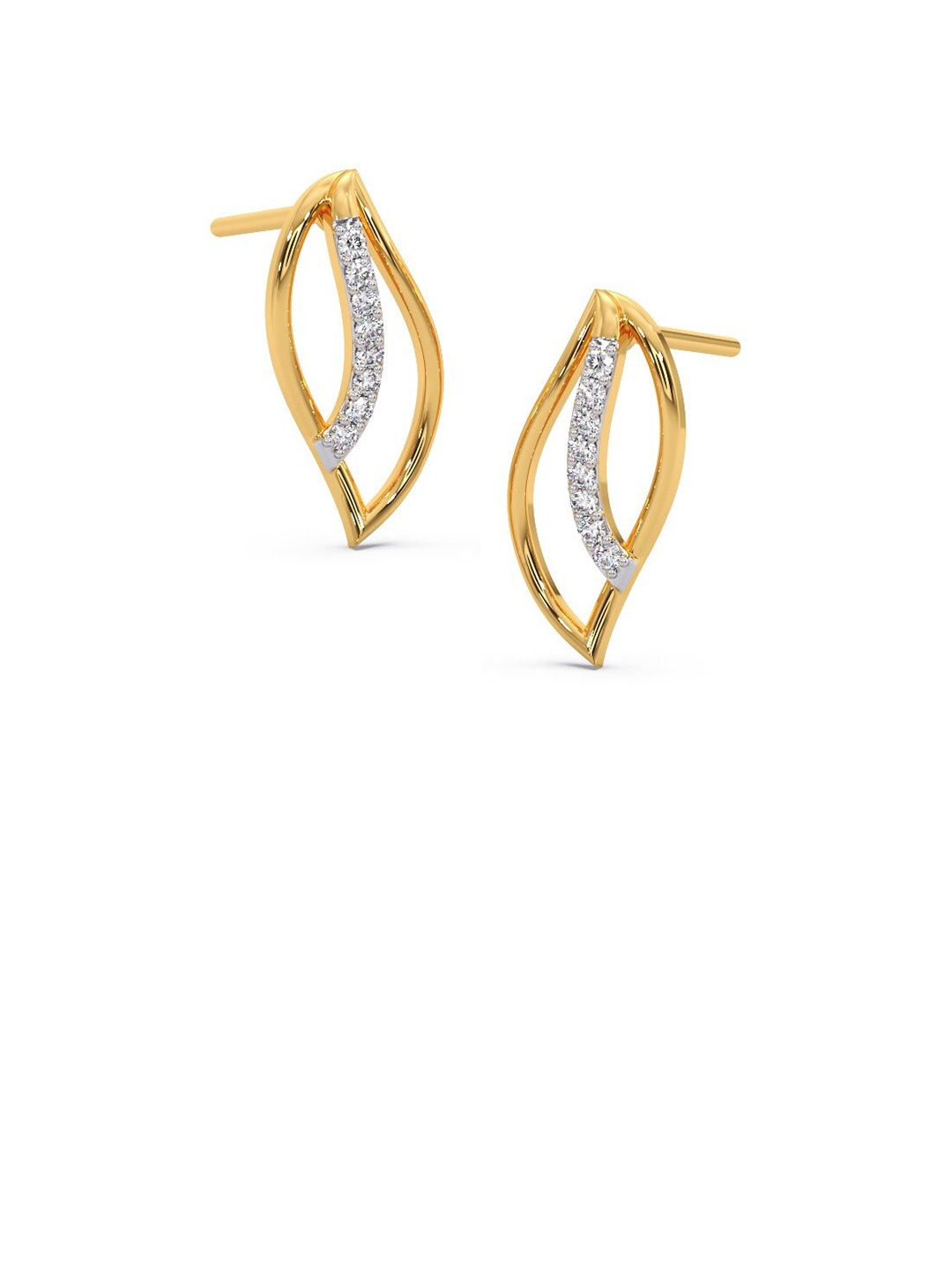 

CANDERE A KALYAN JEWELLERS COMPANY 18KT Gold Diamond Studded Stud Earrings-0.71gm