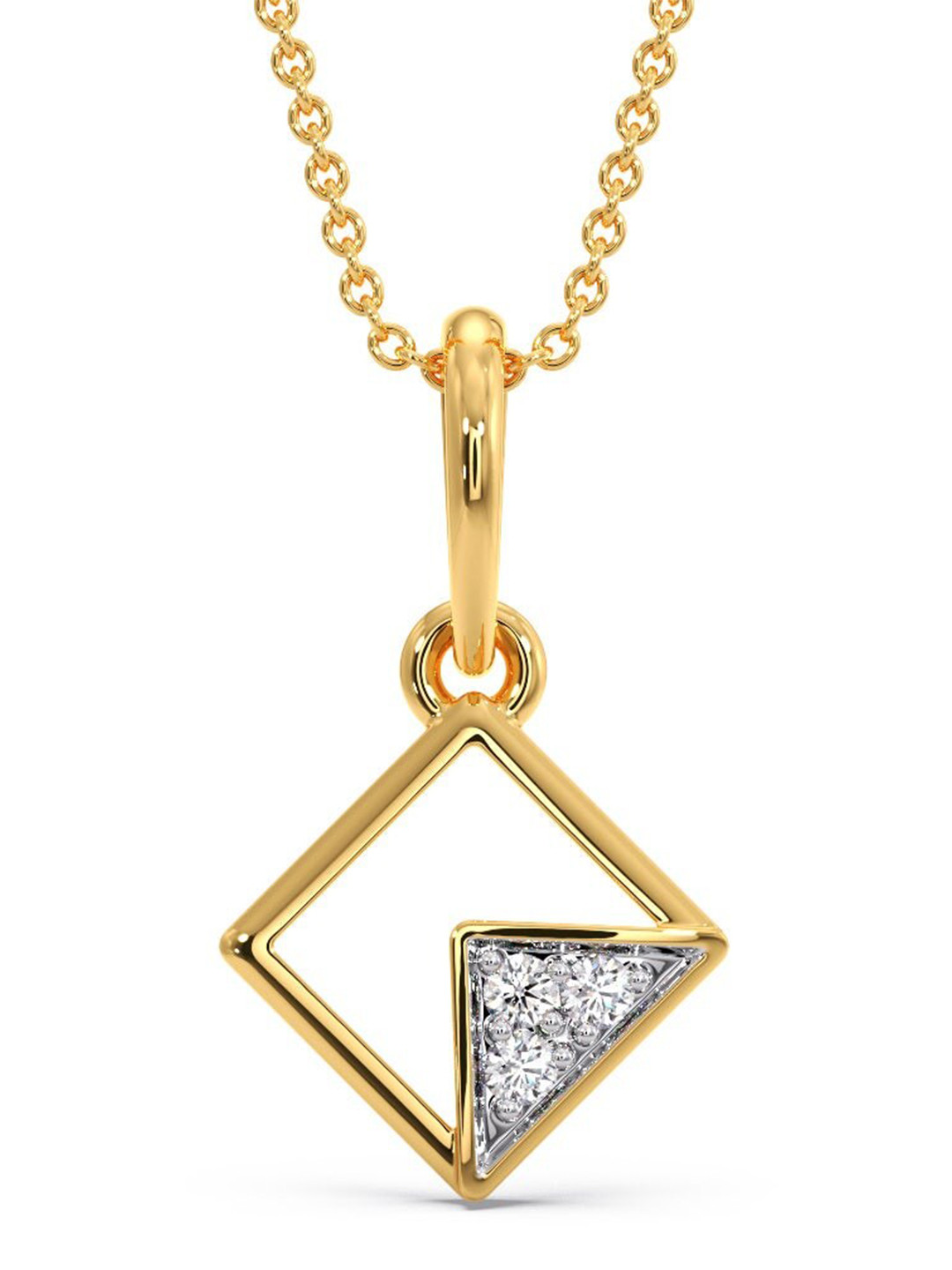 

CANDERE A KALYAN JEWELLERS COMPANY BIS Hallmark 14KT Gold Diamond Studded Pendant-0.43gm