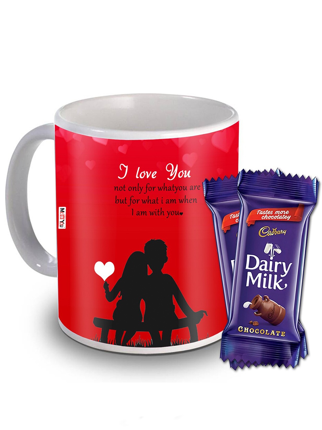 

ME & YOU Red White Coffee Mug With Dairy Milk Chocolate Valentine Day Gift Set