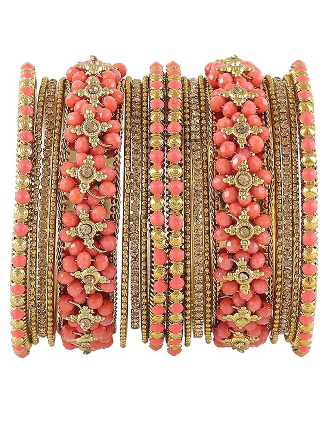 

NMII Set Of 18 Zircon Gemstone-Studded Crystals Bangles, Rose