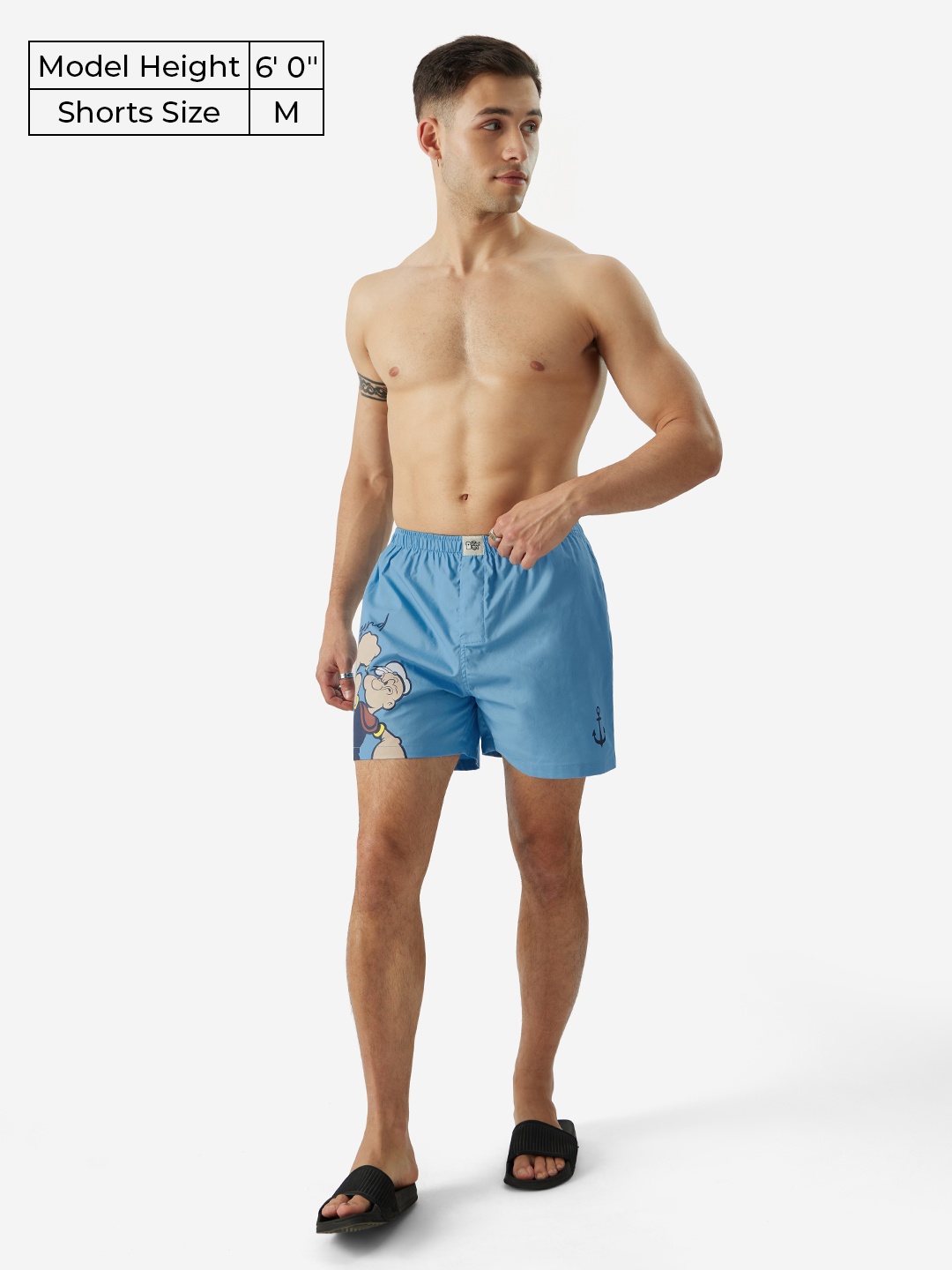 

The Souled Store Men Graphic Printed Pure Cotton Boxers, Blue