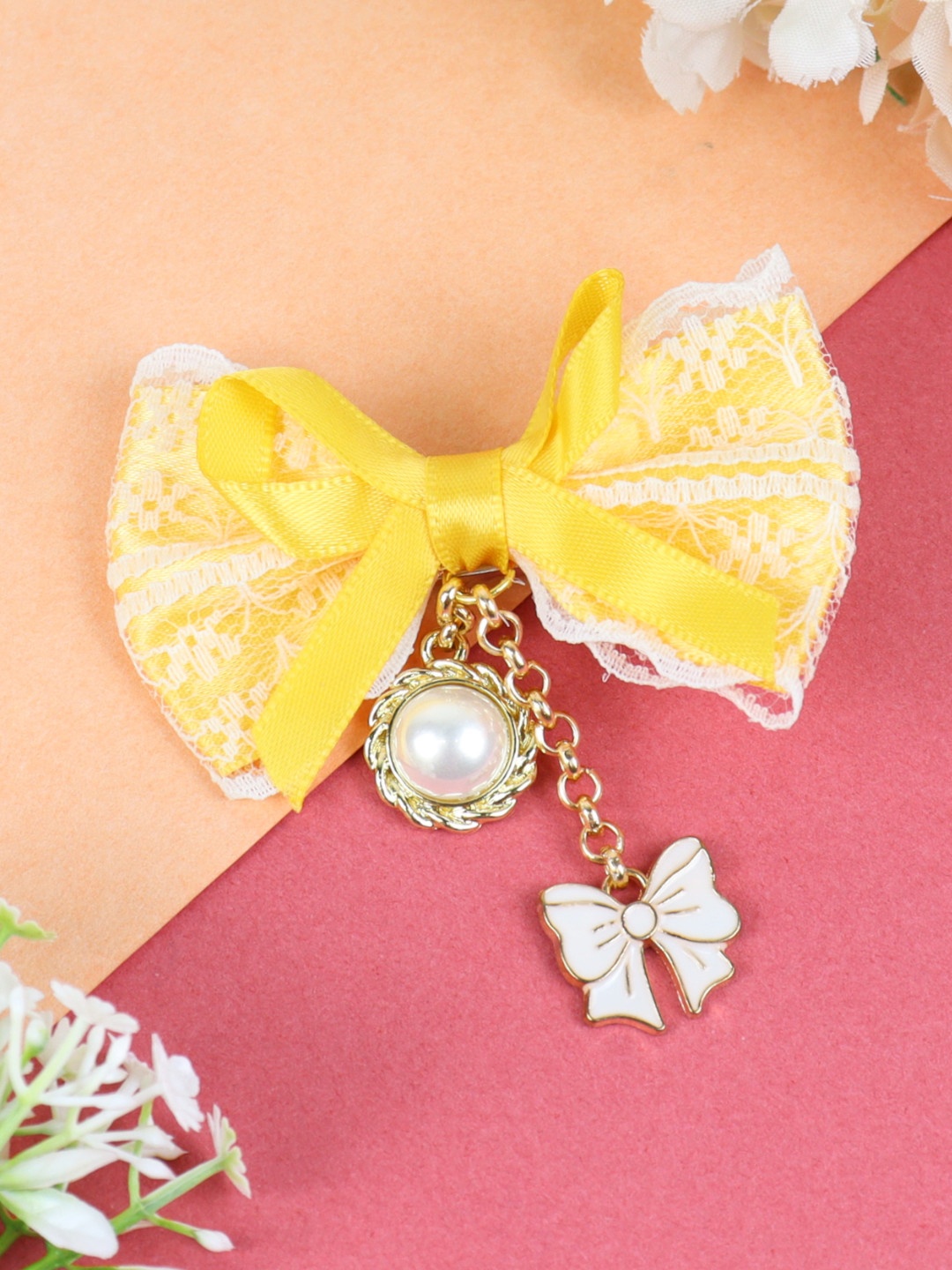 

Asthetika Kids Girls Bow Hair Clip, Yellow