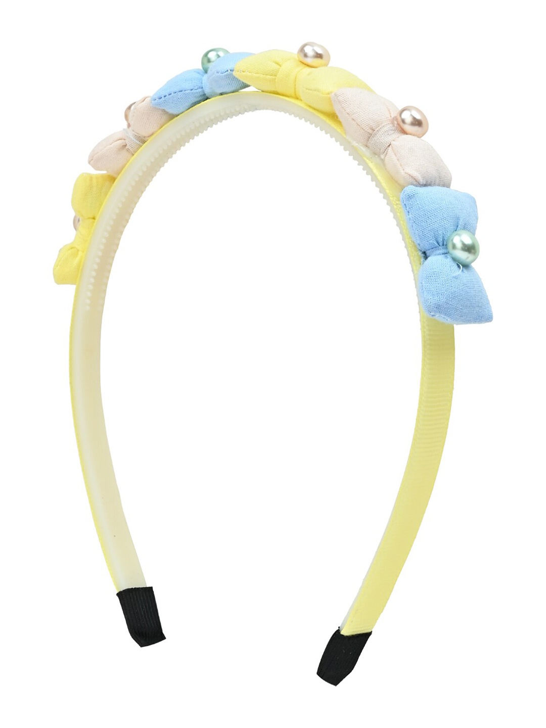 

Asthetika Kids Girls Pearl Bows Hairband, Yellow