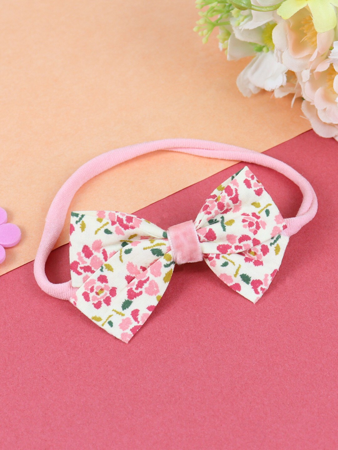 

Asthetika Kids Girls Printed Bow Hairband, Pink
