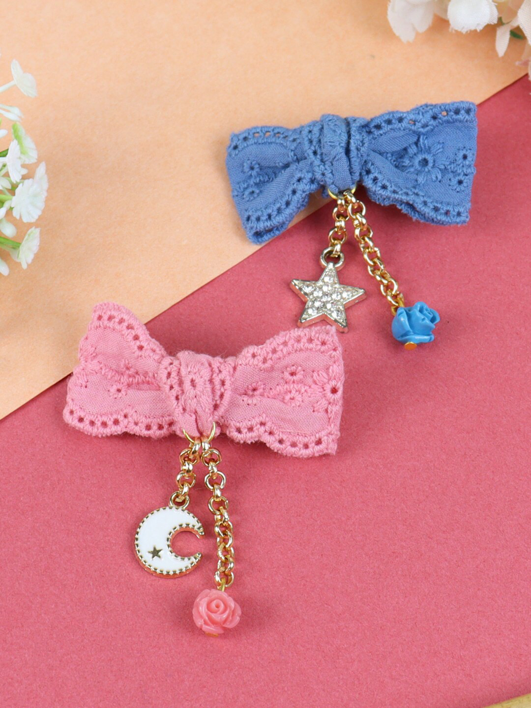 

Asthetika Kids Girls Set Of 2 Bow Alligator Hair Clips, Pink