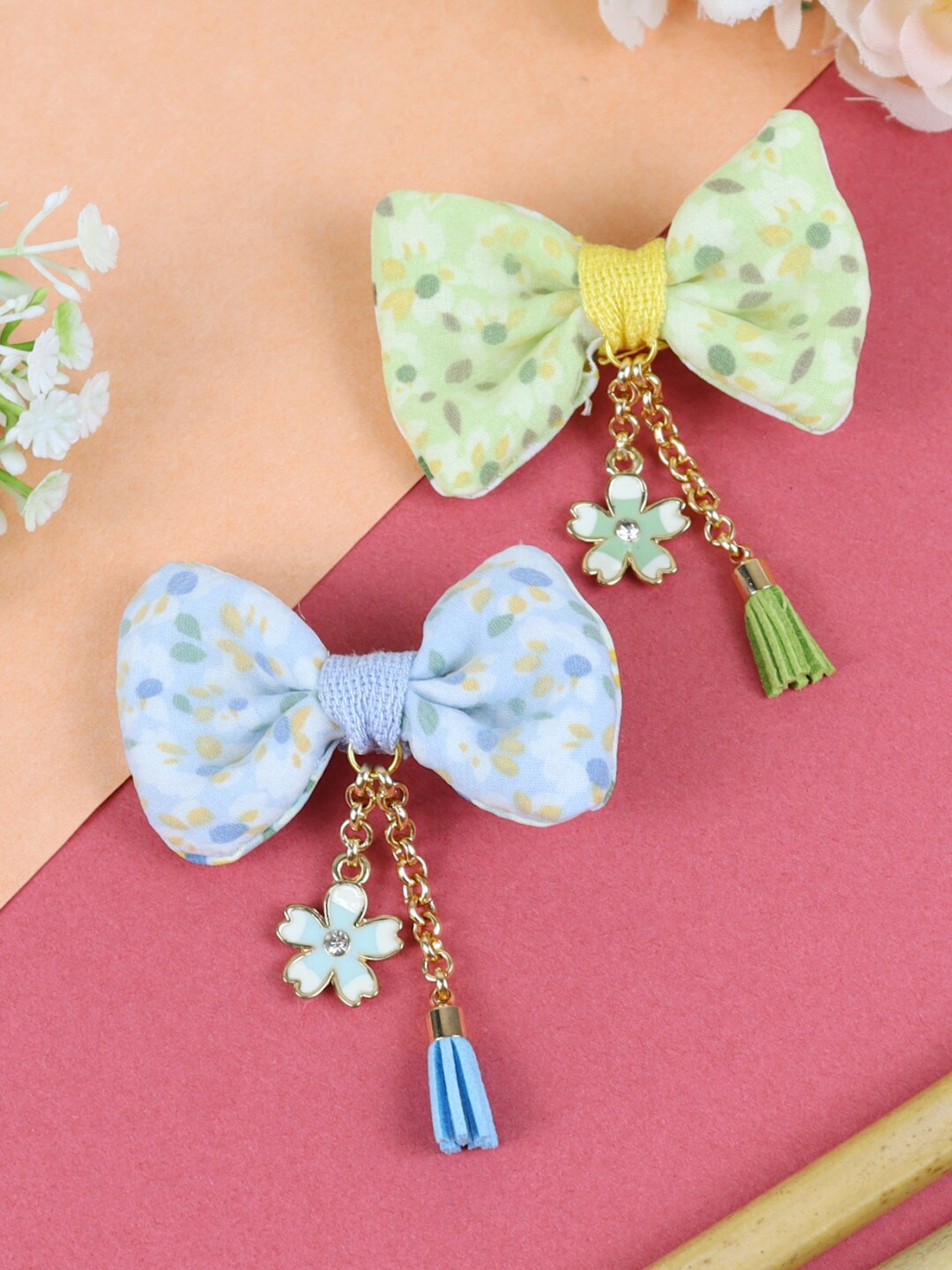 

Asthetika Kids Girls Set Of 2 Bow Alligator Hair Clips, Blue