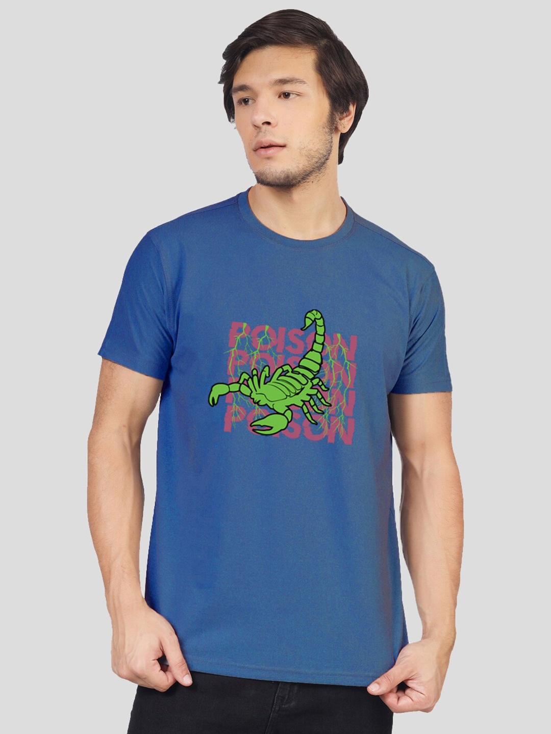 

Greylongg Printed Applique Cotton T-shirt, Blue