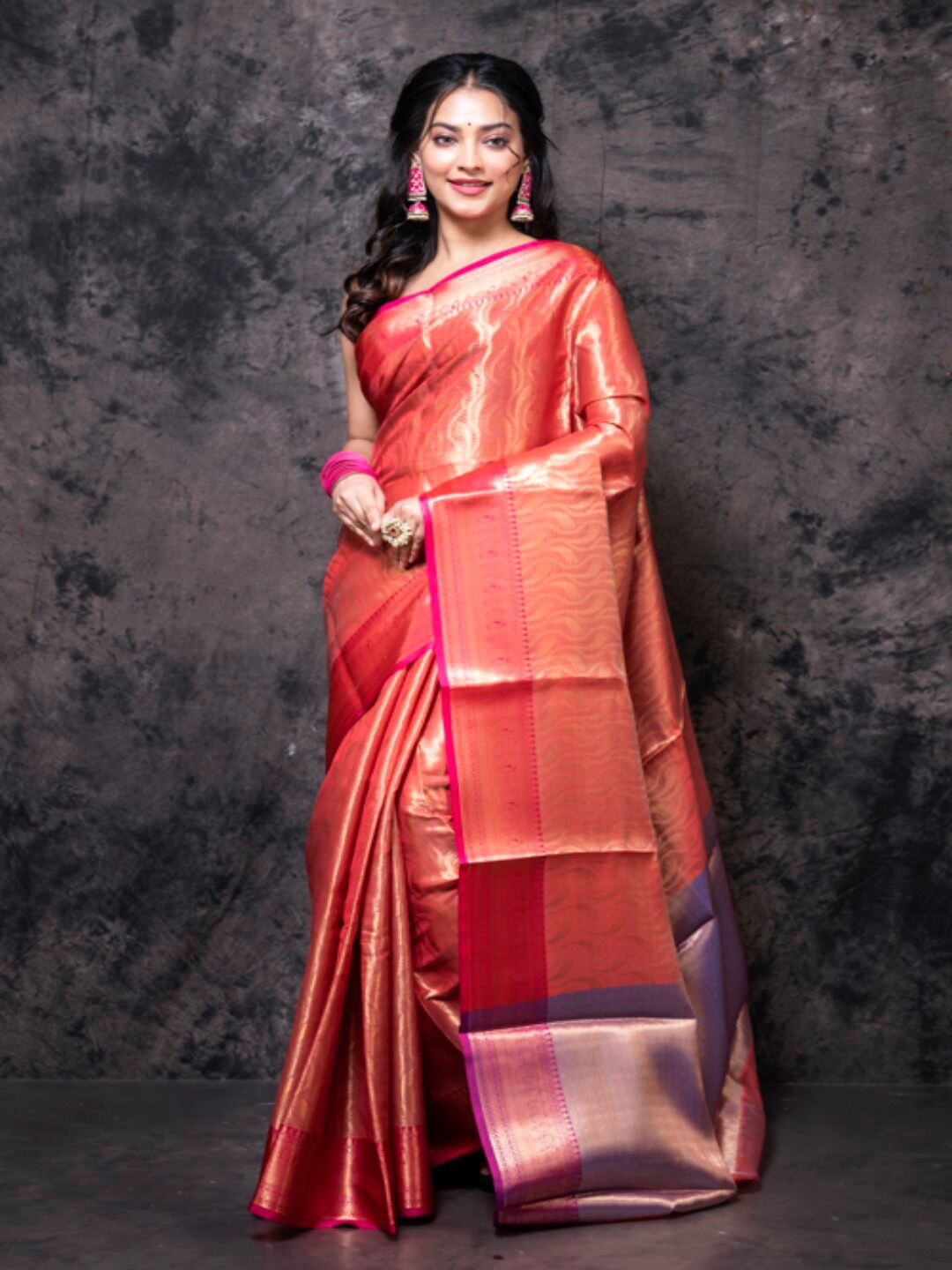 

Morchari Abstract Woven Design Zari Organza Saree, Brown
