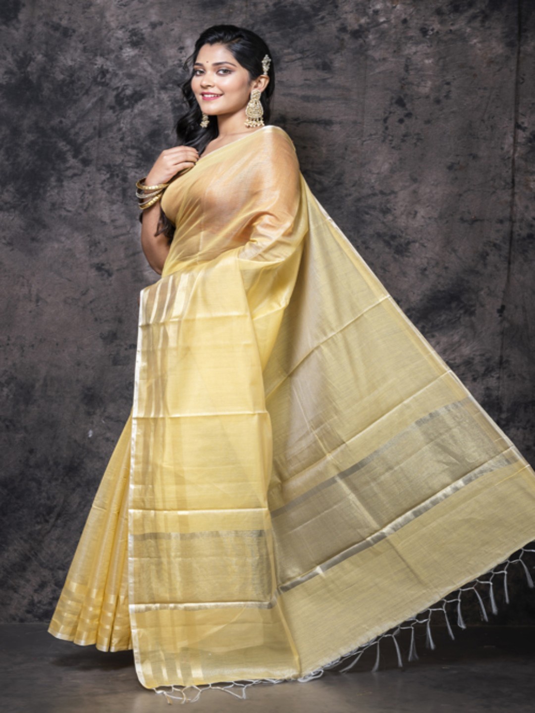 

Morchari Zari Tissue Saree, Yellow