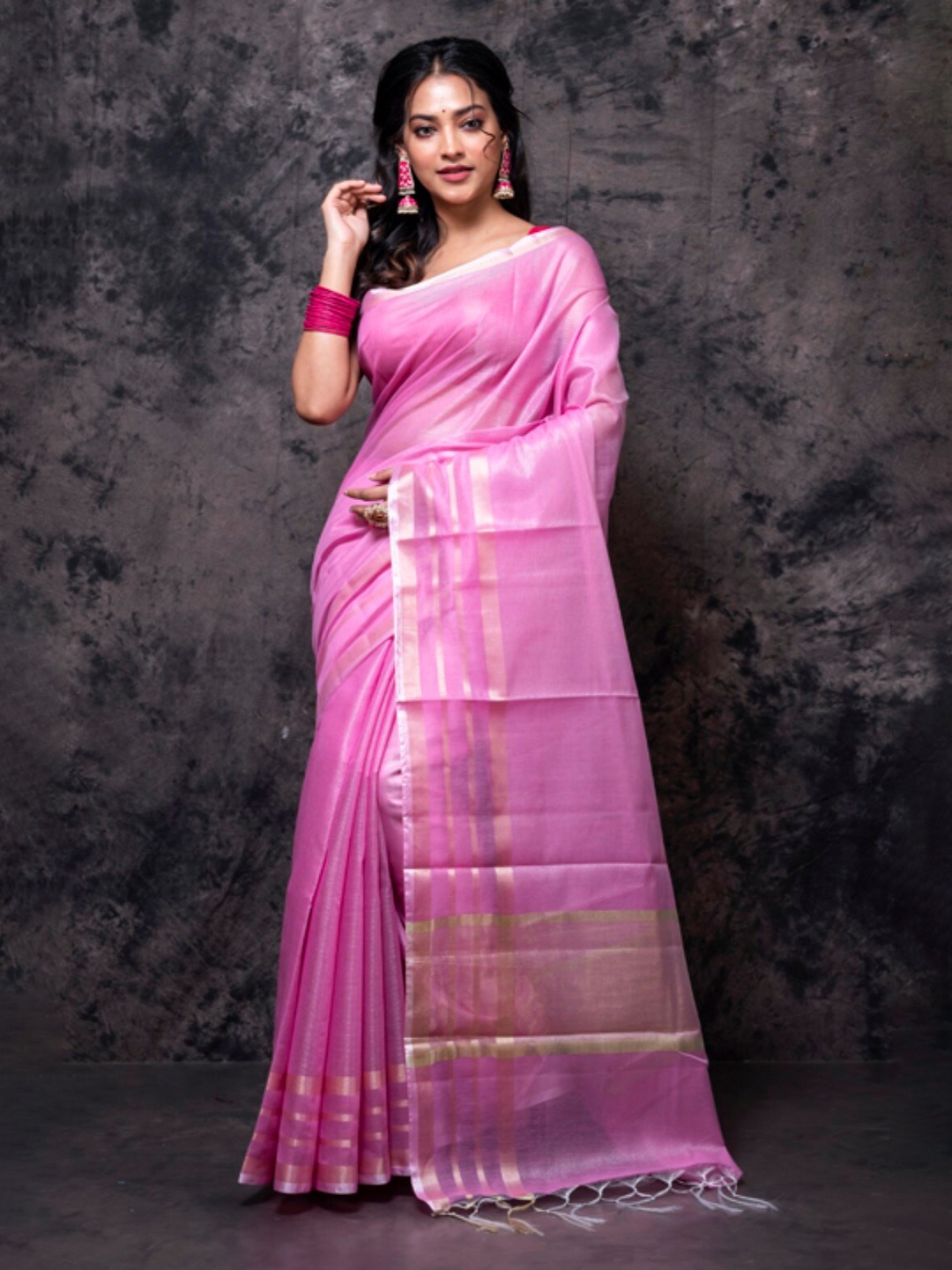 

Morchari Zari Tissue Saree, Pink