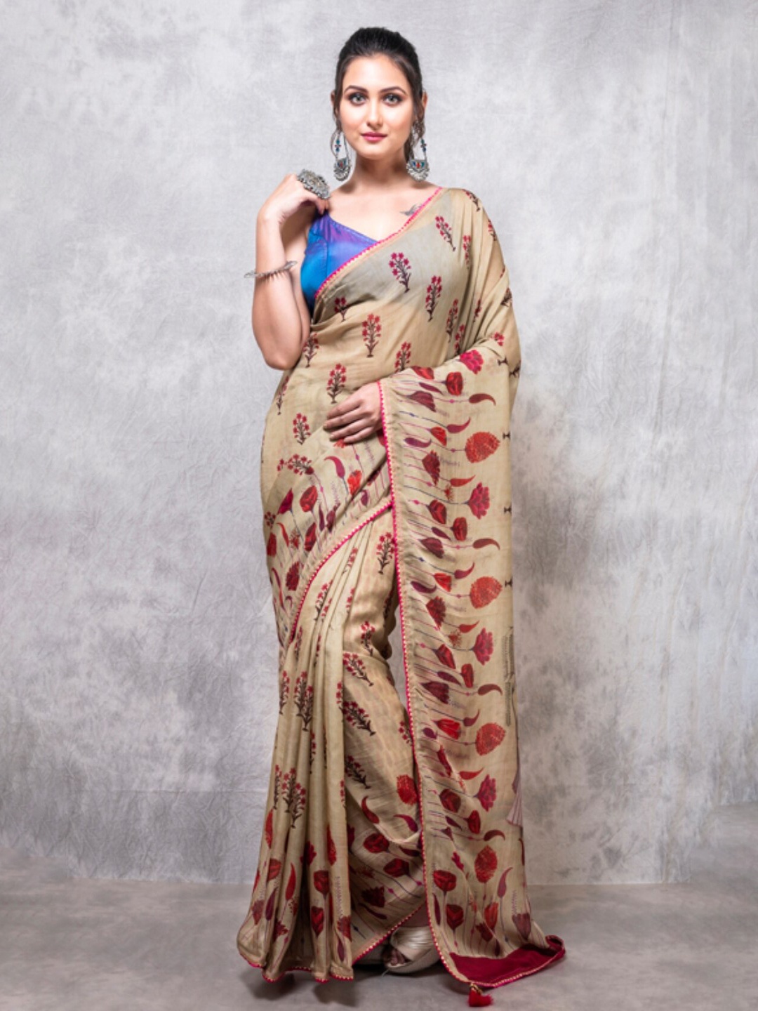 

Morchari Ethnic Motifs Organza Saree, Beige