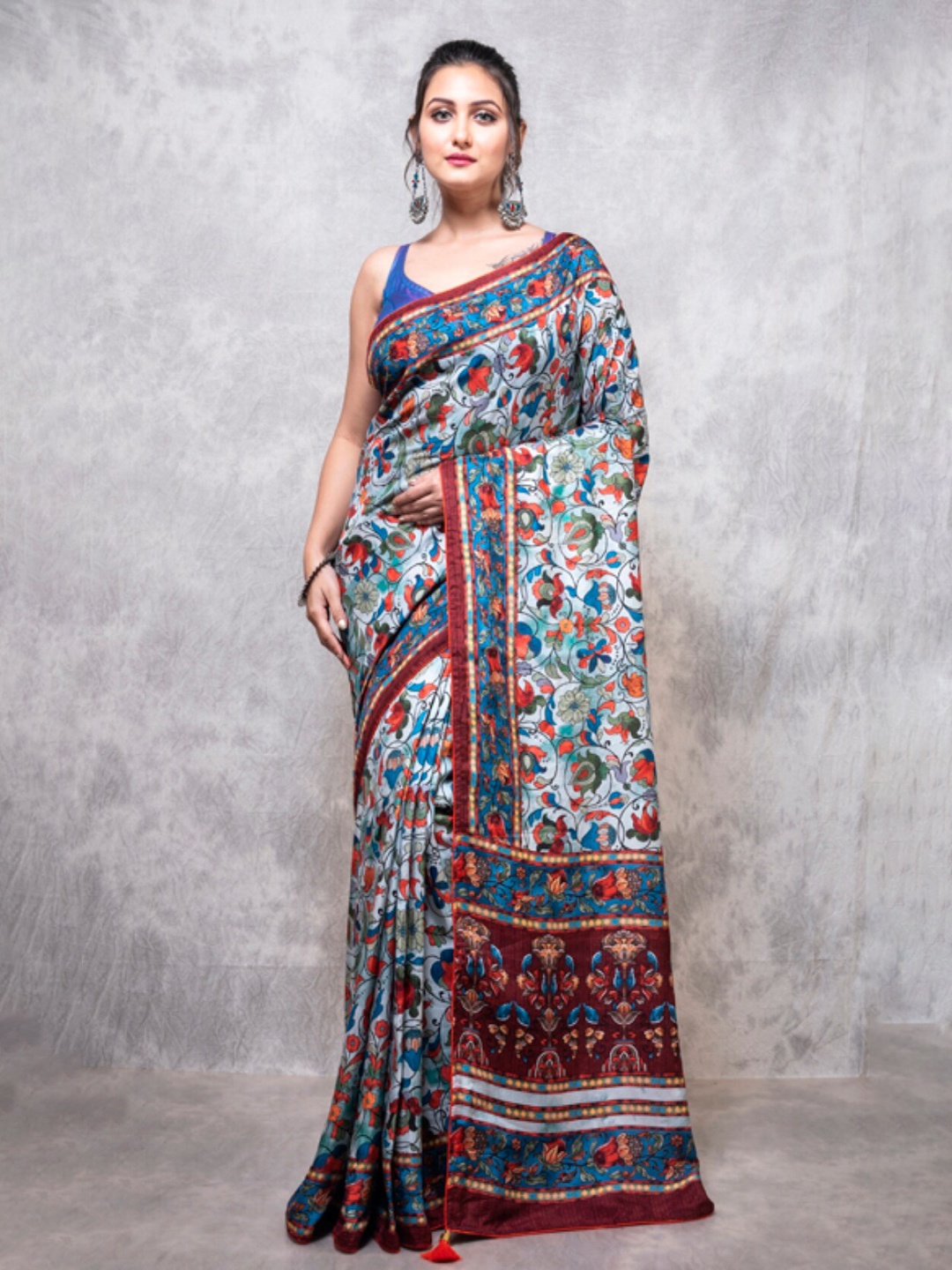 

Morchari Floral Pure Silk Saree, Blue