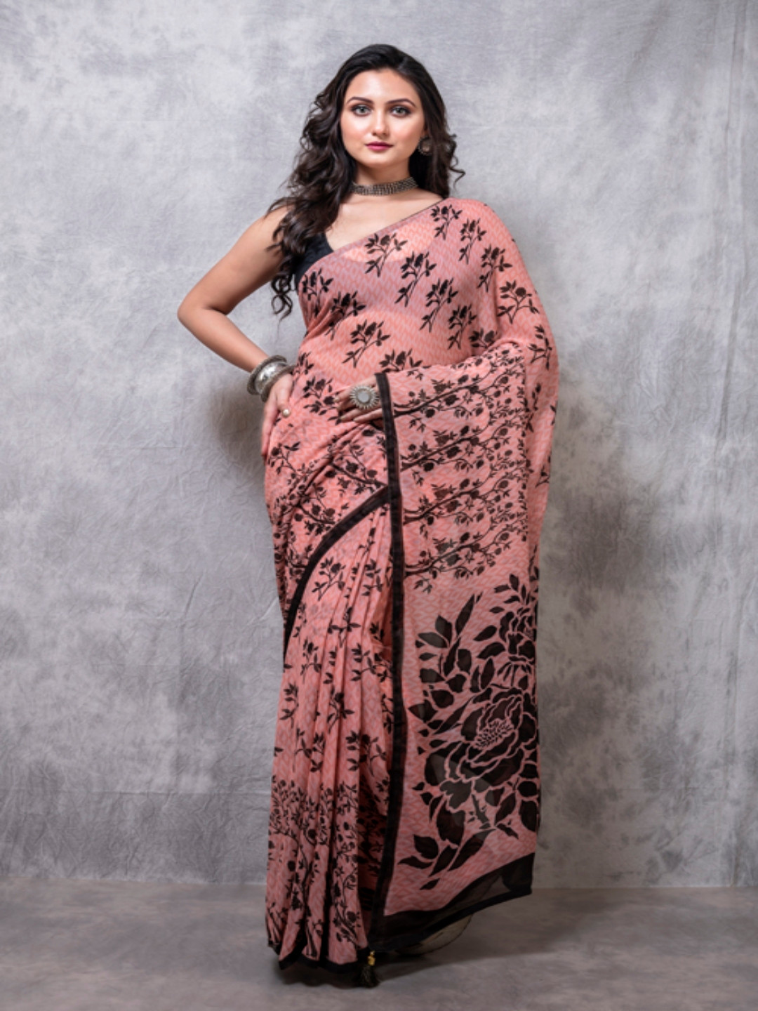 

Morchari Floral Saree, Pink