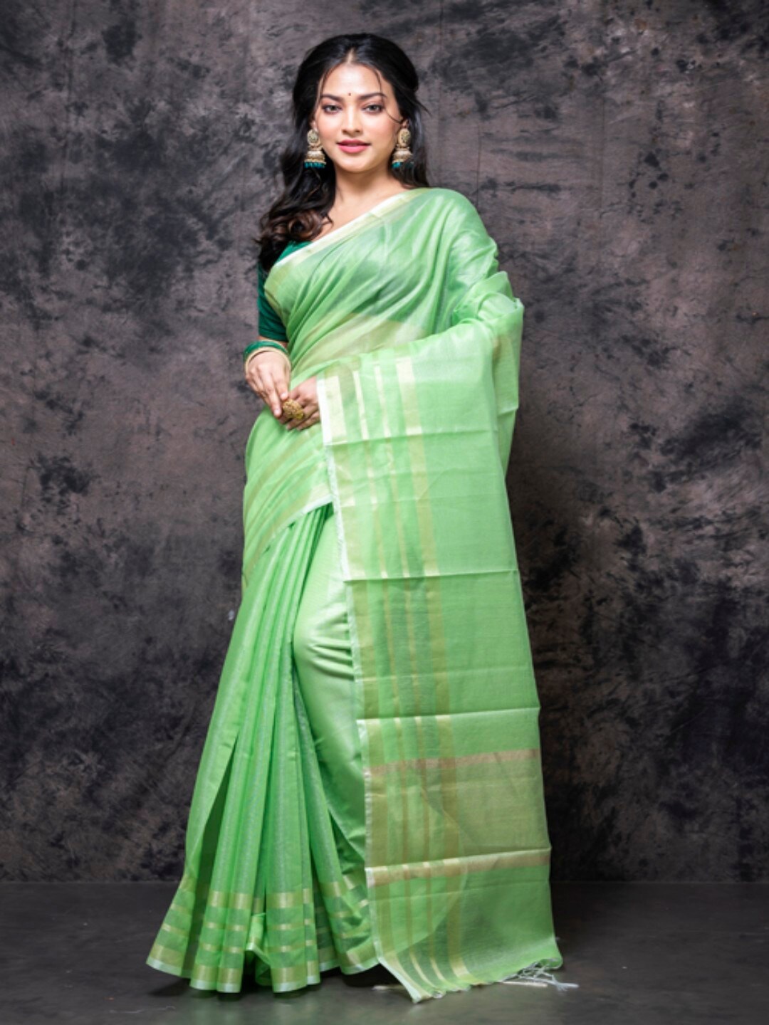 

Morchari Zari Tissue Saree, Green