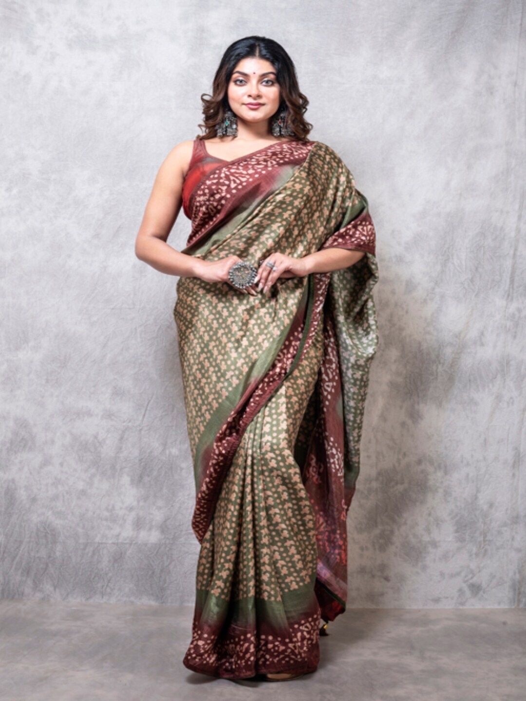 

Morchari Batik Pure Silk Saree, Green