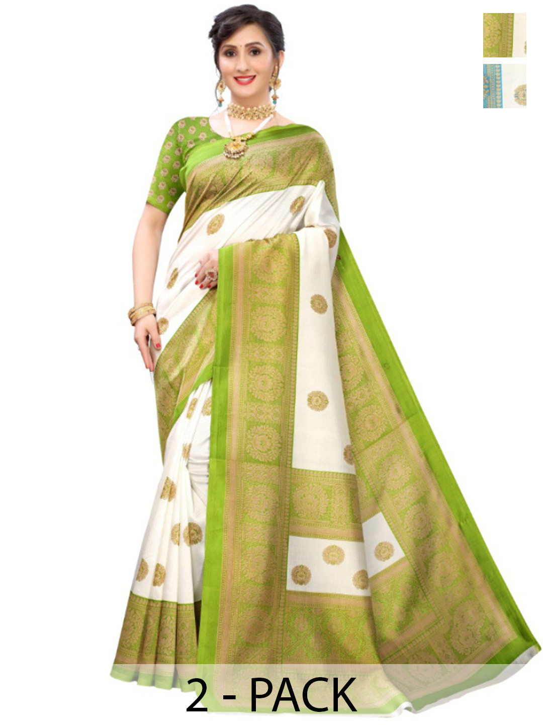 

KALINI Selection Of 2 Ethnic Motifs Printed Saree, Blue