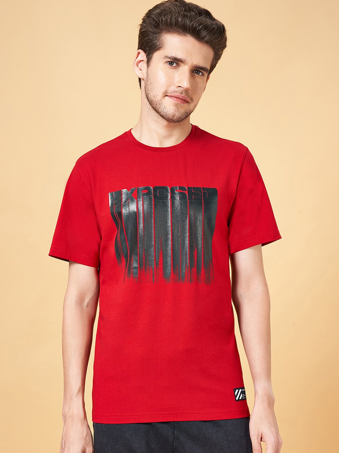 

Street 808 by Pantaloons Printed Round Neck Pure Cotton T-shirt, Red